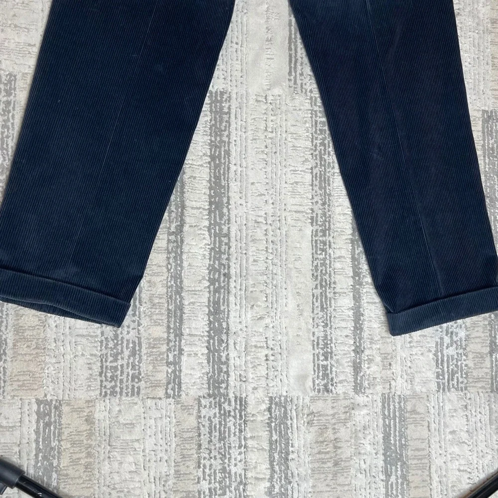 Brooks Brothers Elliot Navy Pleated Corduroy Trousers Mens 34x30 Woven in France